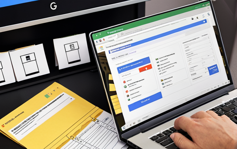 **
Close-up shot of a meticulously organized folder containing documents: ID card, tax code, payment receipt. Focus on clear labeling and digital backups on a laptop screen in the background, showcasing Google Drive. Emphasis on preparedness and anti-panic measures. Italian office setting.
**