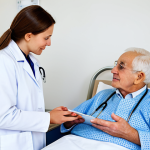 Clinical Nutritionist in a Hospital Setting**

"A professional clinical nutritionist in a fully clothed, modest white coat, consulting with a patient (elderly, fully clothed) in a bright, modern hospital room. Focus on empathy and professionalism. The nutritionist is explaining a diet plan. Appropriate attire, safe for work, perfect anatomy, natural proportions, well-formed hands, proper finger count, family-friendly, professional photography, high quality."

**