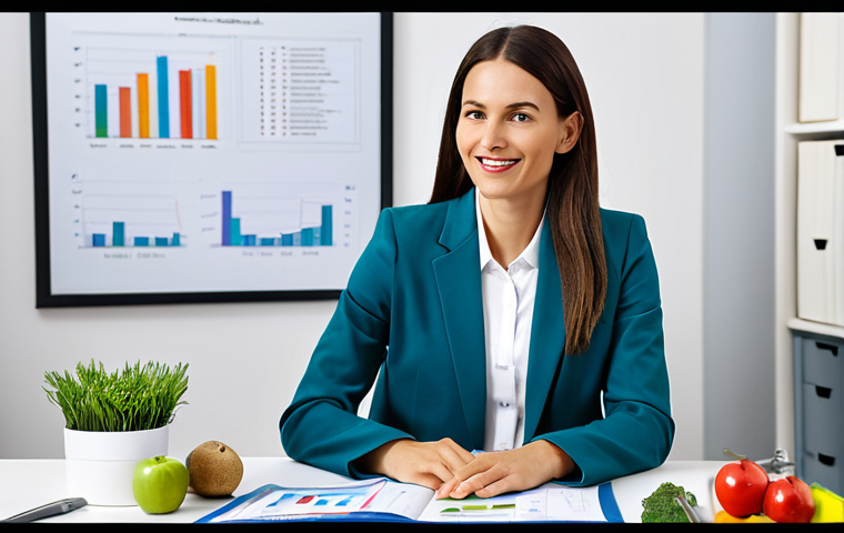 Modern Nutritionist Consultation**
"A professional nutritionist in a bright, modern office, fully clothed in modest professional attire, consulting with a client. The environment includes a desk with healthy food models and educational charts in the background. Focus on clear communication and a supportive atmosphere. Safe for work, appropriate content, perfect anatomy, natural pose, professional photography, high quality."
**