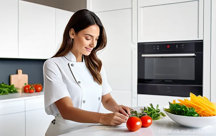 영양사와 최신 식단 트렌드 - Precision Nutrition in a Modern Italian Home**
A bright, clean, and modern Italian kitchen with slee...