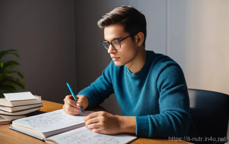 영양사 실기시험 꿀팁 - **Prompt:** A focused young adult, appearing to be in their mid-20s, male or female, sits comfortabl...