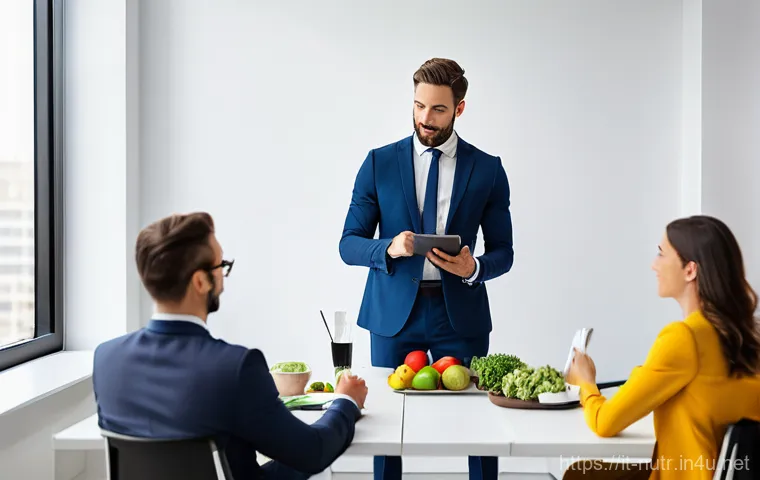 영양사 실기시험 꿀팁 - **Prompt:** A compassionate and professionally dressed dietitian (male or female, in their 30s or 40...