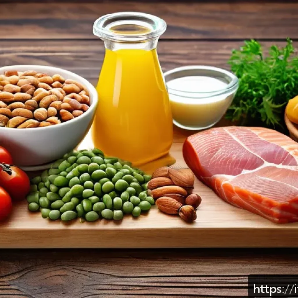 영양사 자격증 기출문제 해설 - A detailed educational illustration showcasing the three main macronutrients: proteins, carbohydrate...